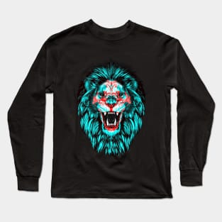 Lion Skull Interactive Red&Blue Filter T-Shirt Long Sleeve T-Shirt